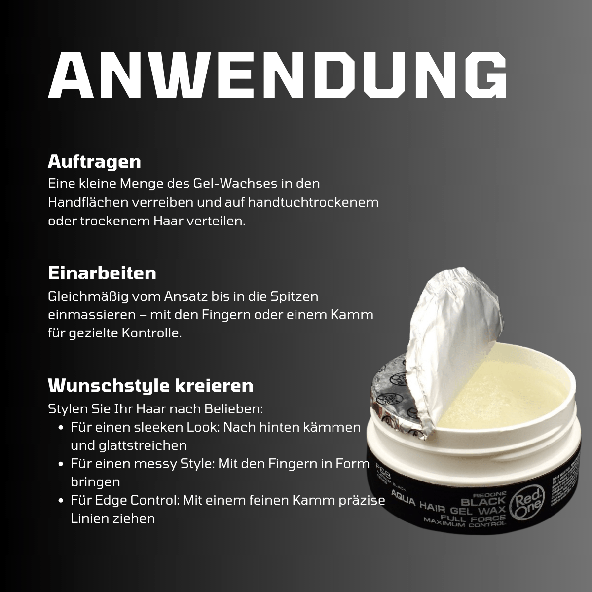 RedOne Aqua Hair Gel Wax Maximum Control - Black - Meerapa Deutschland