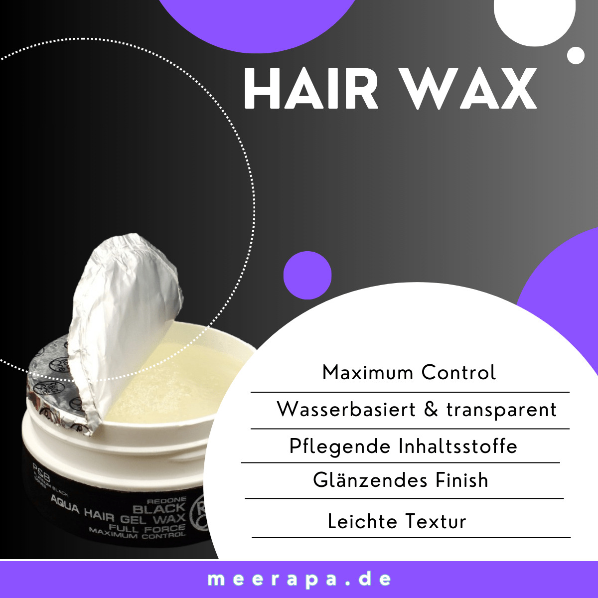 RedOne Aqua Hair Gel Wax Maximum Control - Black - Meerapa Deutschland