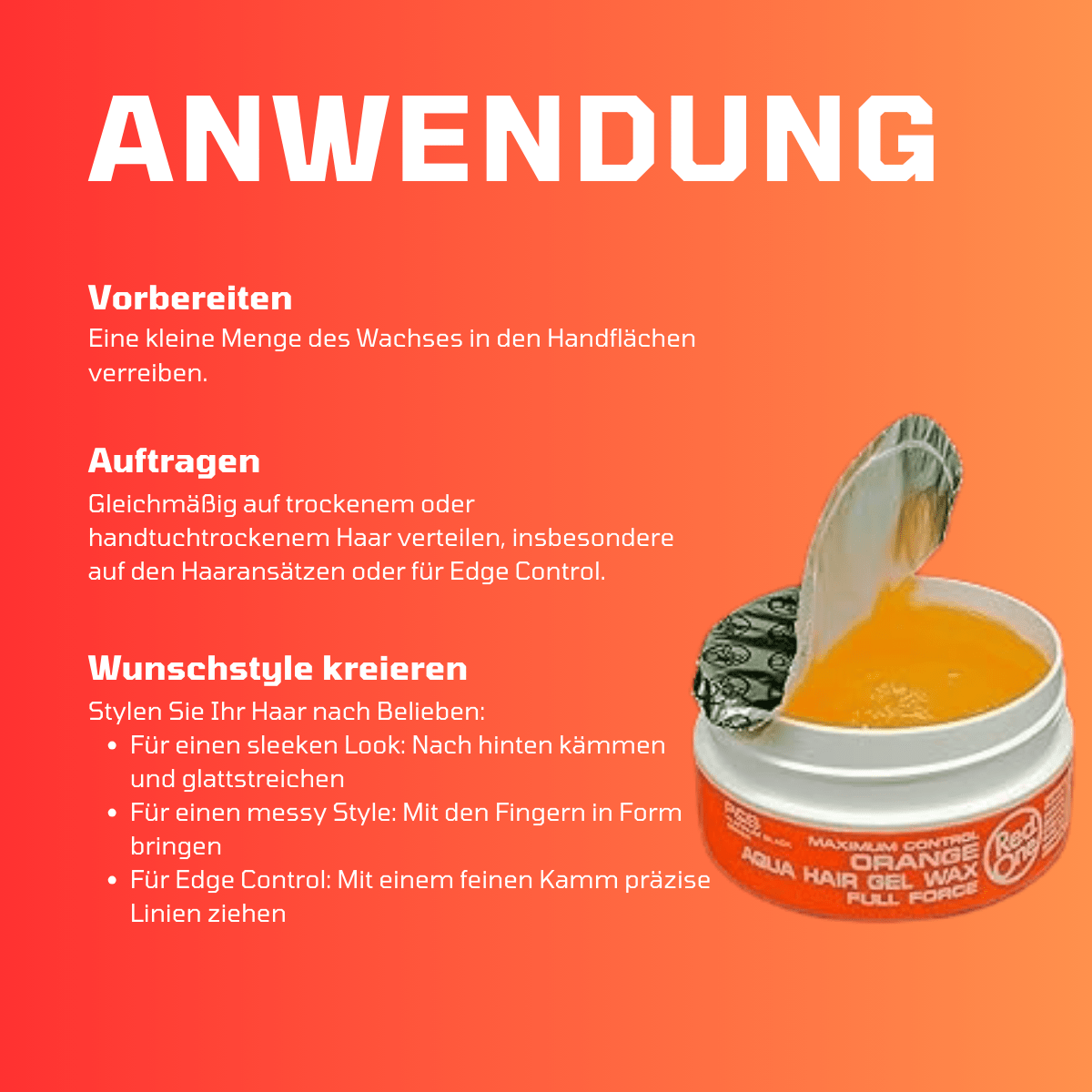 RedOne Aqua Hair Gel Wax Maximum Control - Orange - Meerapa Deutschland