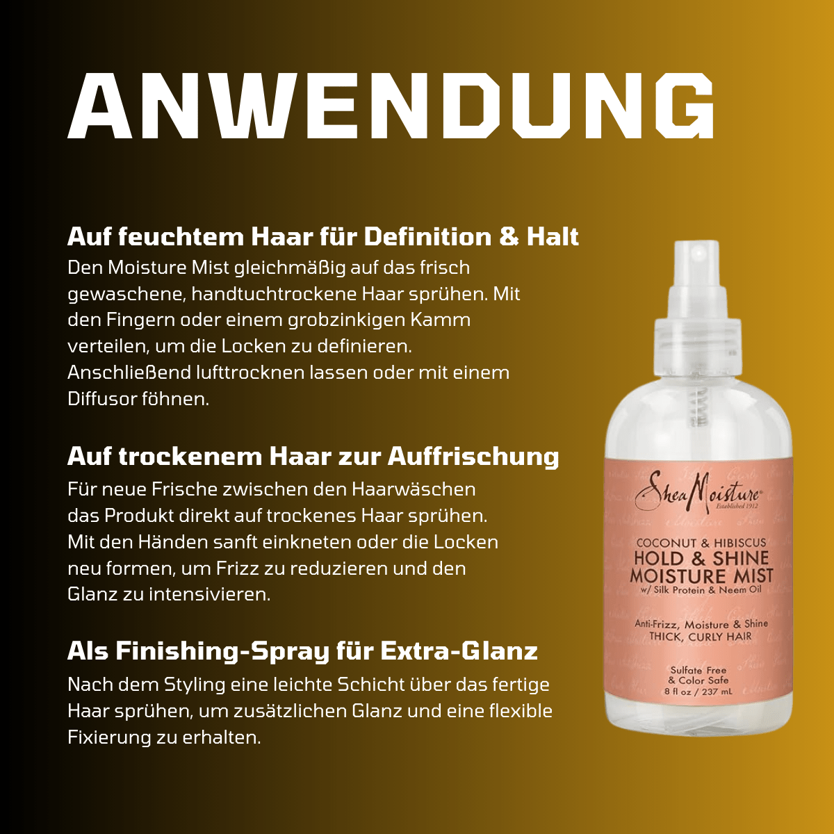 SheaMoisture Coconut & Hibiscus Hold & Shine Moisture Mist - Meerapa Deutschland