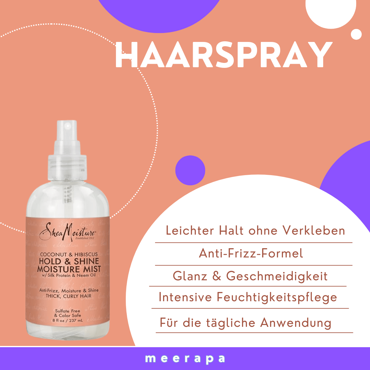 SheaMoisture Coconut & Hibiscus Hold & Shine Moisture Mist - Meerapa Deutschland