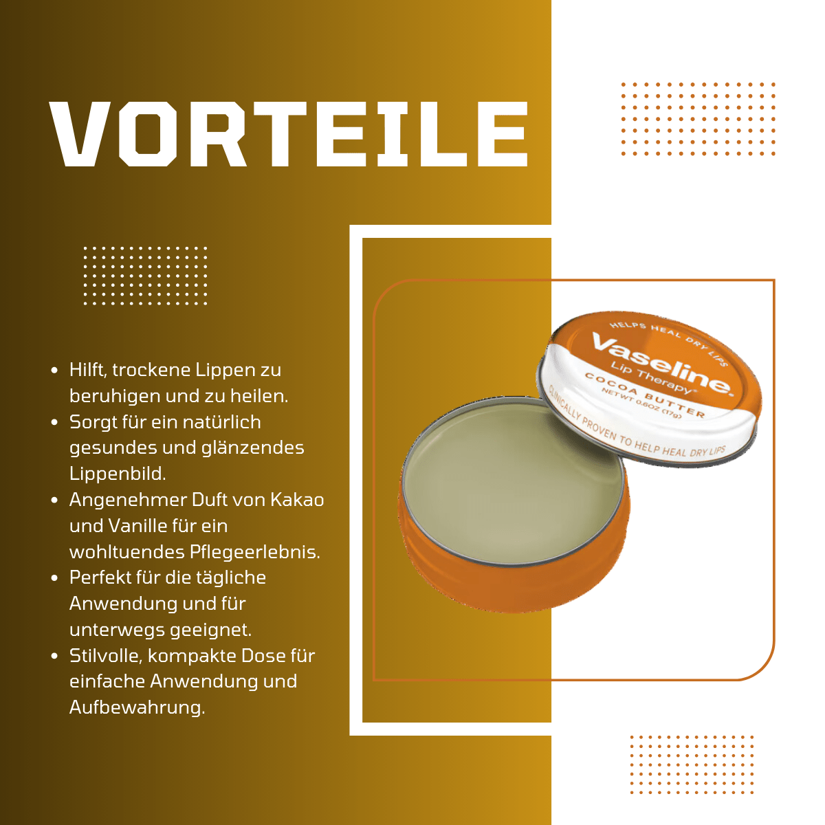 Vaseline® Lip Therapy Cocoa Butter Tin - Meerapa Deutschland