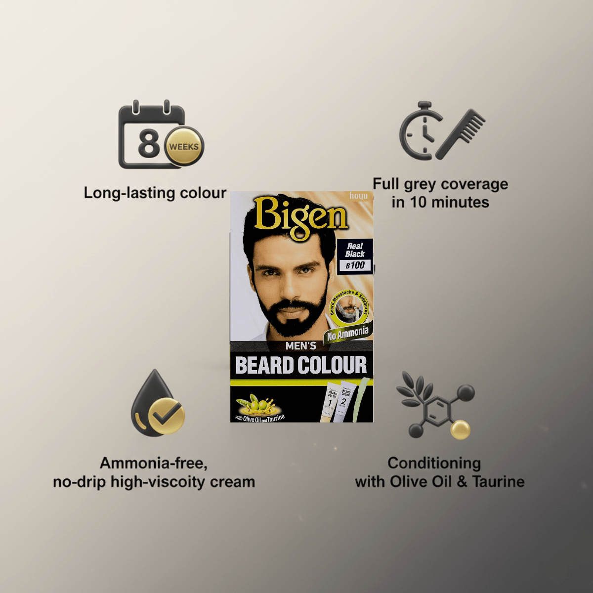 Bigen Men's Beard Colour B100 - Real Black - Meerapa Deutschland