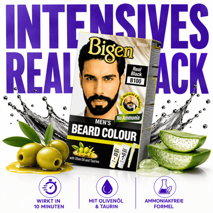 Bigen Men's Beard Colour B100 - Real Black - Meerapa Deutschland