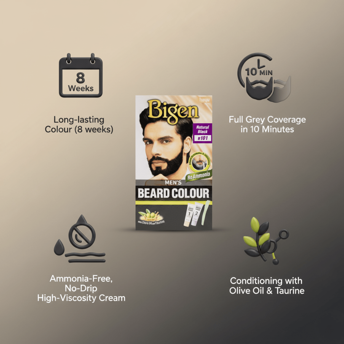 Bigen Men's Beard Colour B101 – Natural Black - Meerapa Deutschland