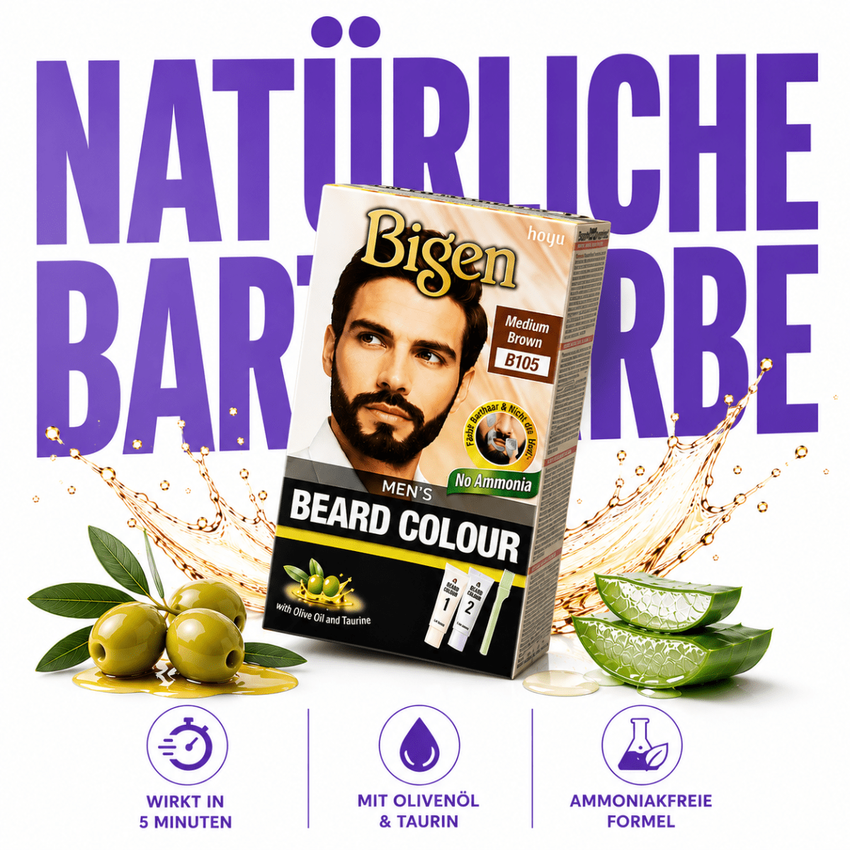 Bigen Men's Beard Colour B105 - Medium Brown - Meerapa Deutschland