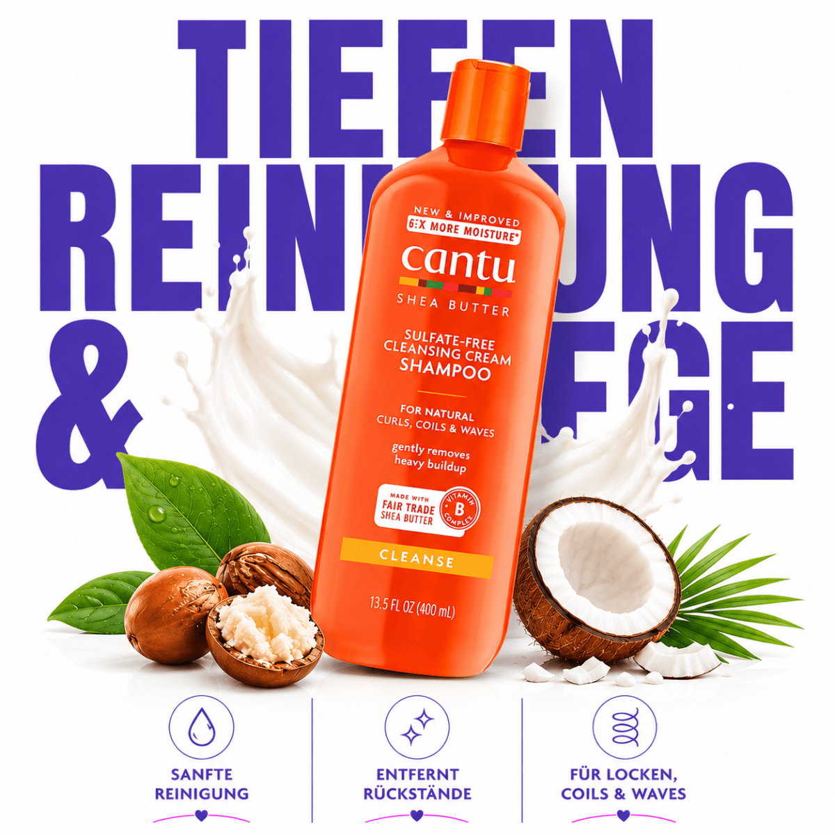 Cantu Shea Butter Sulphate-Free Cleansing Cream Shampoo - Meerapa Deutschland