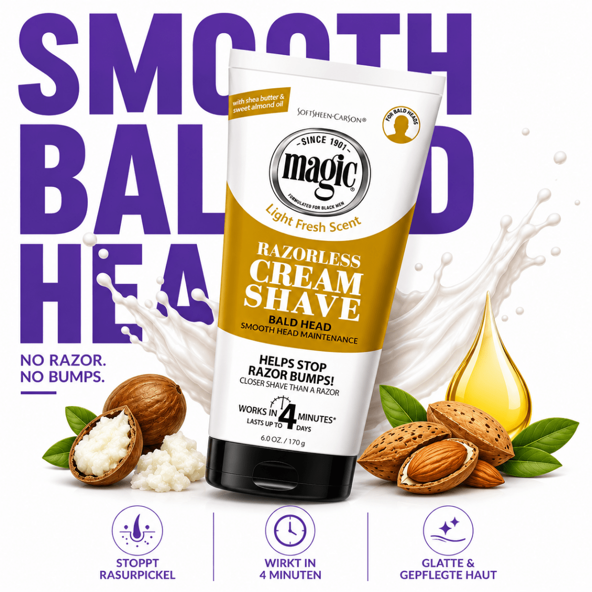 Magic Razorless Cream Shave - Bald Head - Meerapa Deutschland