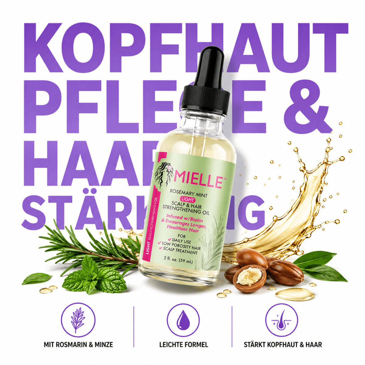Mielle Rosemary Mint Light Scalp & Hair Strengthening Oil - Meerapa Deutschland