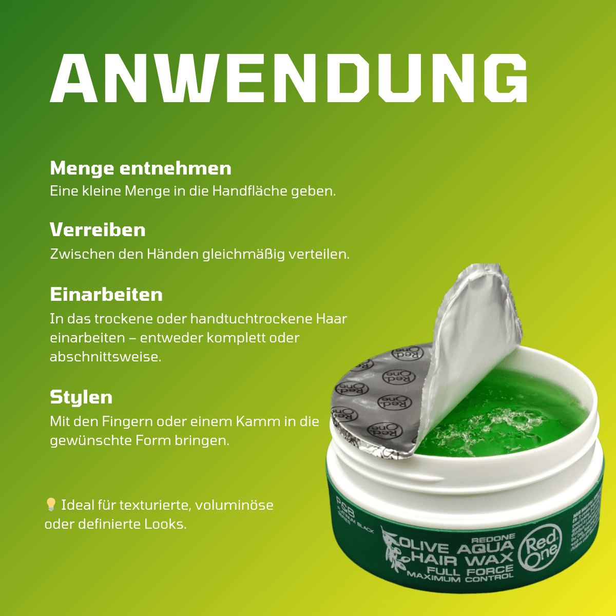 RedOne Aqua Hair Gel Wax Maximum Control - Olive - Meerapa Deutschland