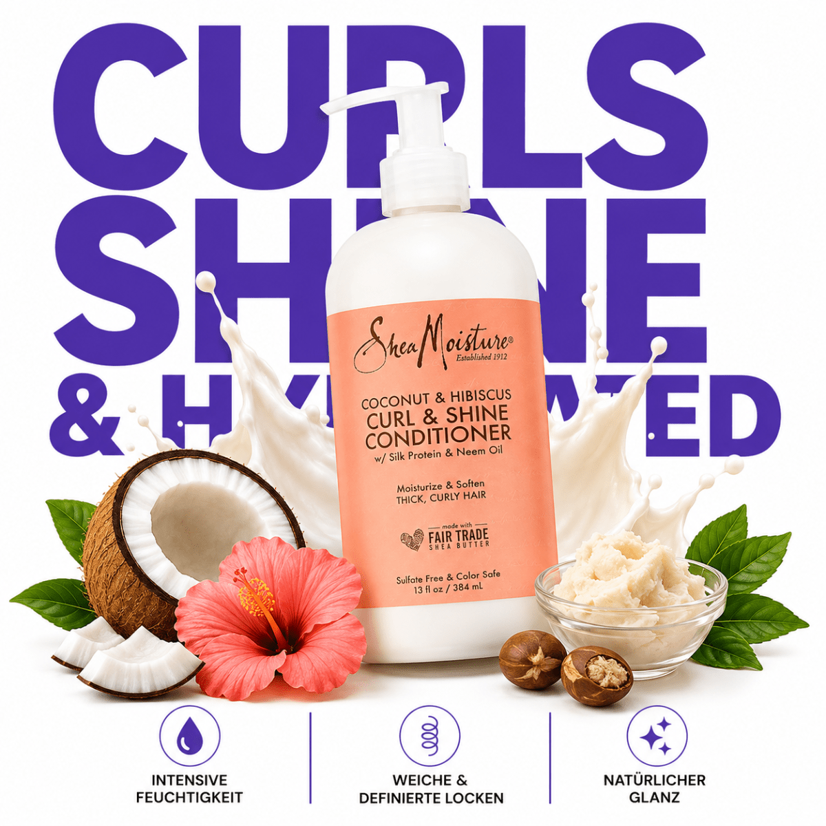 SheaMoisture Coconut & Hibiscus Curl & Shine Conditioner - Meerapa Deutschland