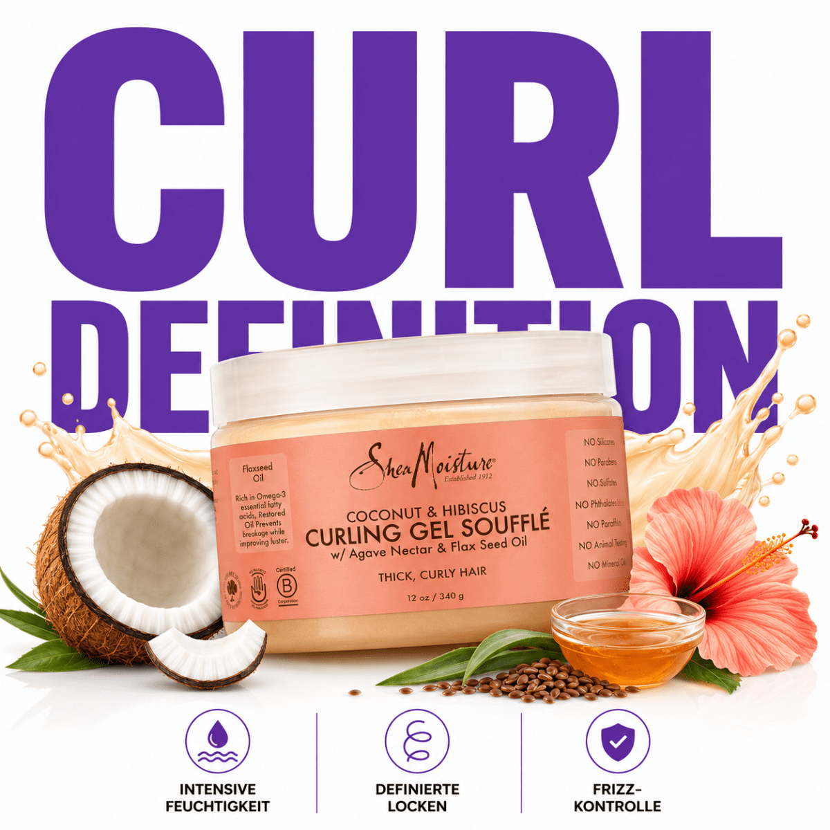 SheaMoisture Coconut & Hibiscus Curling Gel Soufflé - Meerapa Deutschland