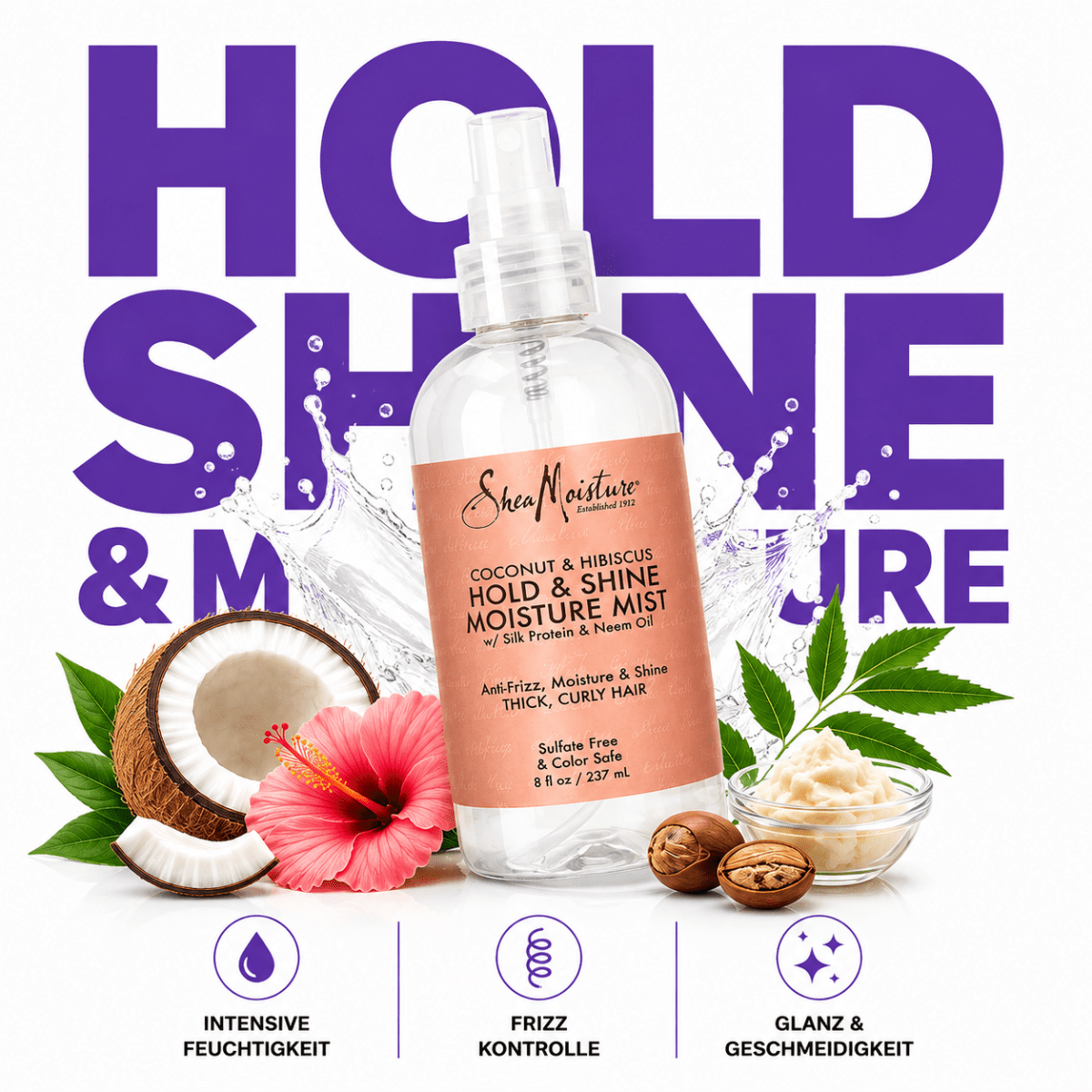 SheaMoisture Coconut & Hibiscus Hold & Shine Moisture Mist - Meerapa Deutschland